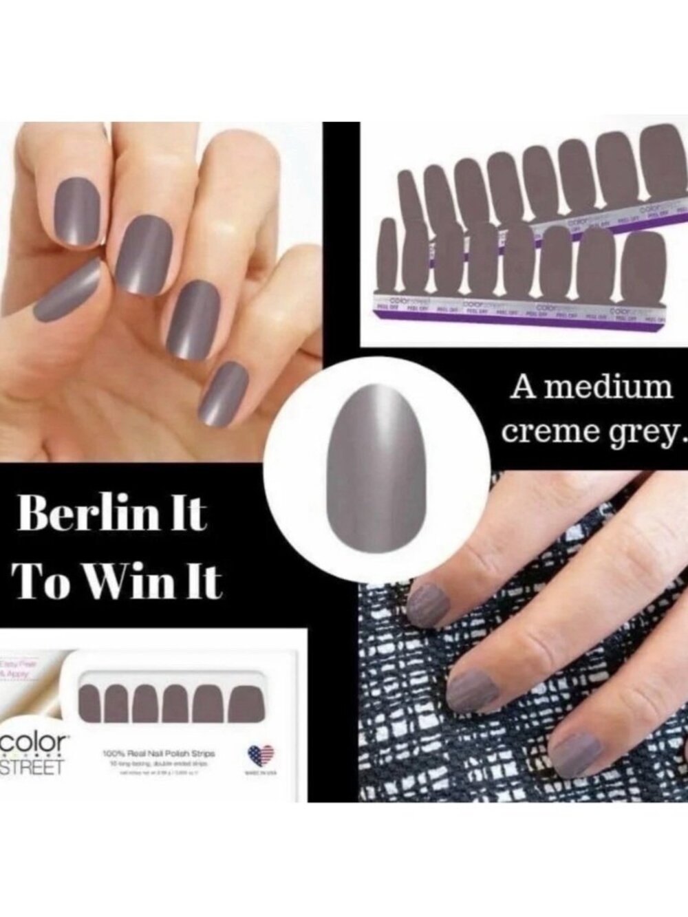 Color Street 100% Real Nail Polish Strips Rare Find - Berlin It To Win It - 3pks